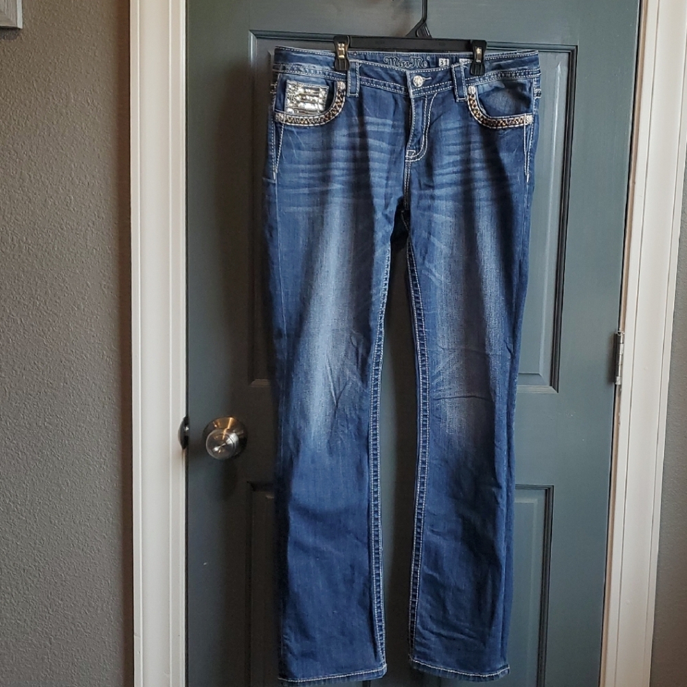 Miss Me Blue Jeans with Silver Accents